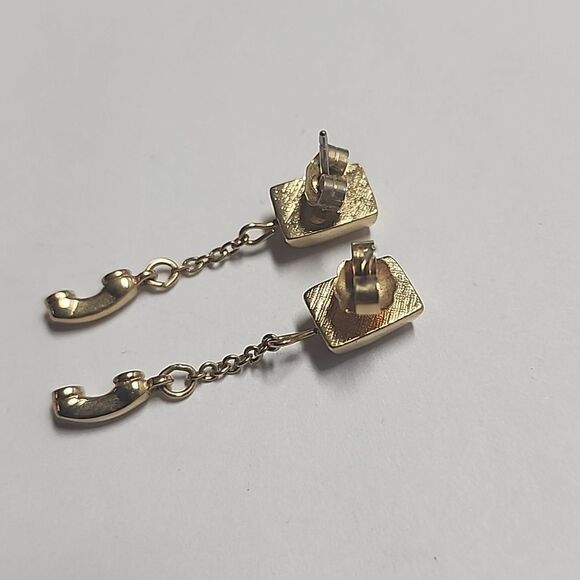 Gold Tone Vintage Avon Telephone Dangle Earrings - Picture 2 of 3